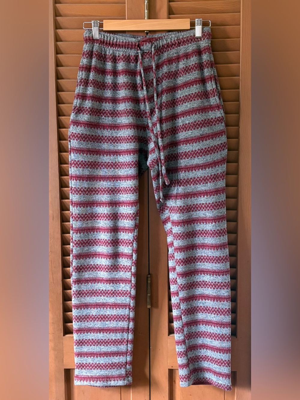 Men’s Red & Gray Striped Knit Pants